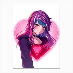 Anime Girl With Heart Canvas Print