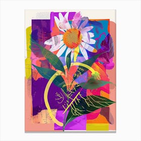 Oxeye Daisy 4 Neon Flower Collage Canvas Print