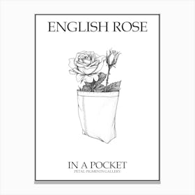 English Rose In A Pocket Line Drawing 3 Poster Canvas Print