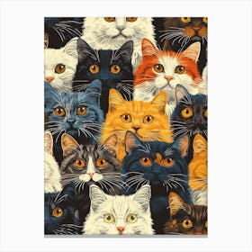 Perfectly Repeatable Artwork With Cute Cat Faces 37 Canvas Print