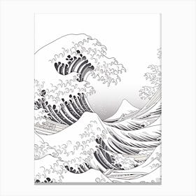 Line Art Inspired By The Great Wave Off Kanagawa 2 Canvas Print
