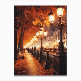 Street Lamp In Autumn 1 Canvas Print