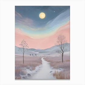 Winter Moon In Soft Hues Canvas Print