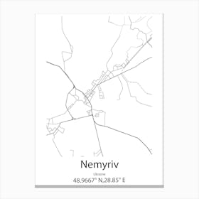 Nemyriv,Ukraine Minimalist Map Canvas Print