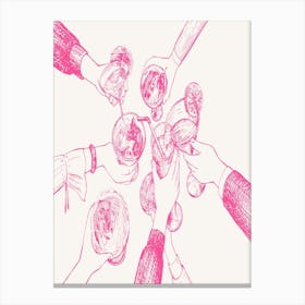 Drawing Of Hands Holding Drinks Canvas Print