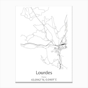 Lourdes,France Minimalist Map Canvas Print