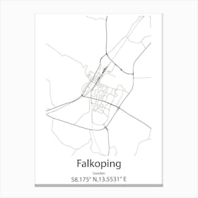 Falkoping,Sweden Minimalist Map Canvas Print