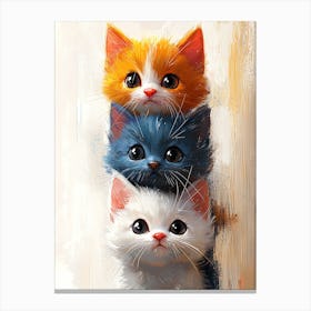 Cute Cats Stacked Together 11 Canvas Print