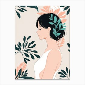 Leonardo Anime Xl Contemporary Female Silhouette Shape Foliage 3 (4) Stampe su tela