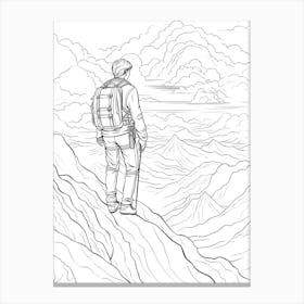 Line Art Inspired By The Wanderer Above The Sea Of Fog 3 Canvas Print