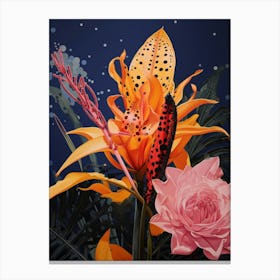 Surreal Florals Heliconia 1 Flower Painting Canvas Print