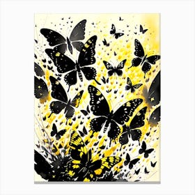 Black And Yellow Butterflies 3 Canvas Print