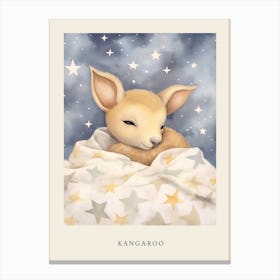 Sleeping Baby Kangaroo 3 Nursery Poster Canvas Print