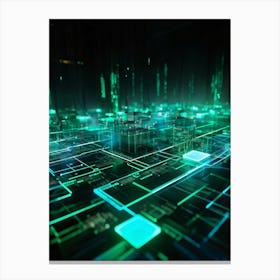 Cyber Intelligence And Memory Visualized In A 3d Model A Nexus Of Data Streams Flowing And Intertwi (6) Canvas Print