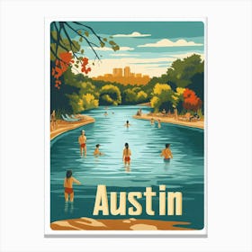 Aihrgdesign A 1970s Inspired Travel Poster For Austin Depicti 77bda500 8aba 4dd6 Bbbb 5f591743891b 3 Canvas Print