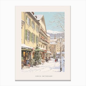 Vintage Winter Poster Zurich Switzerland 4 Canvas Print