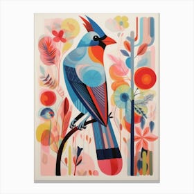 Colourful Scandi Bird Cardinal 1 Canvas Print