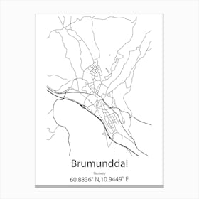 Brumunddal,Norway Minimalist Map Canvas Print