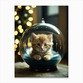 Cat In A Glass Ball Canvas Print