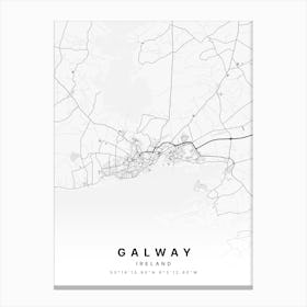 Galway Ireland White Map Canvas Print