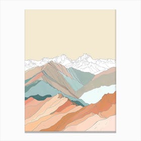 Toubkal Morocco Color Line Drawing (7) Canvas Print