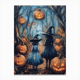 Two Witches In The Woods Canvas Print