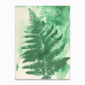 Green Ink Painting Of A Upside Down Fern 1 Canvas Print