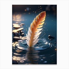 Feather In Water Canvas Print