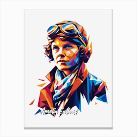 Amelia Earhart 1 Portrait WPAP Pop Art Canvas Print