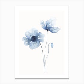 Blue Abstract Poppies 1 Canvas Print