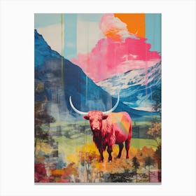 Highland Cow In The Glen Screen Print Inspired 4 Canvas Print