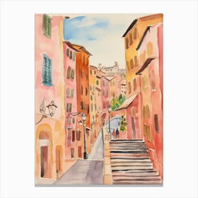 Perugia, Italy Watercolour Streets 1 Canvas Print
