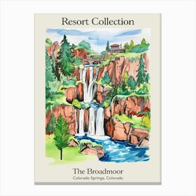 Poster Of The Broadmoor   Colorado Springs, Colorado   Resort Collection Storybook Illustration 2 Canvas Print