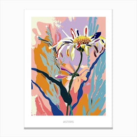 Colourful Flower Illustration Poster Asters 6 Canvas Print