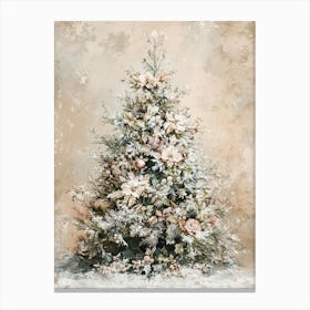 Vintage Beige Christmas Tree Canvas Print