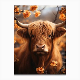 Bull And Flowers Canvas Print