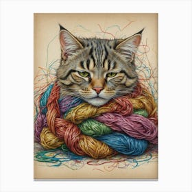 Cat In A Ball Of Yarn Canvas Print