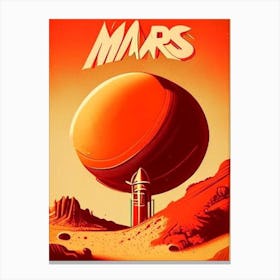 Mars Vintage Sketch Space Canvas Print