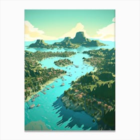 Bora Bora French, Polynesia, Flat Illustration 3 Canvas Print