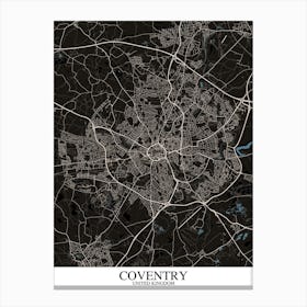 Coventry Black Blue Map Canvas Print