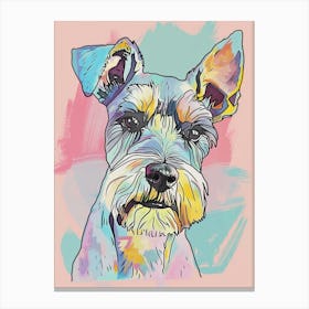 Miniature Schnauzer Dog Pastel Line Watercolour Illustration  2 Canvas Print
