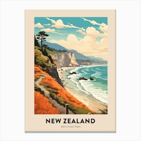 West Coast Trail New Zealand 2 Vintage Hiking Travel Poster Canvas Print