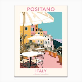 Positano, Italy, Flat Pastels Tones Illustration 2 Poster Canvas Print