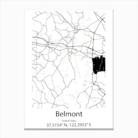 Belmont,United States Minimalist Map Canvas Print