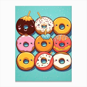 Group Of Kawaii Donuts Canvas Print