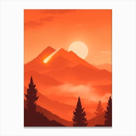 Misty Mountains Vertical Composition In Orange Tone 339 Canvas Print