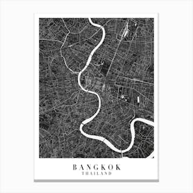Bangkok Thailand Minimal Black Mono Street Map Canvas Print