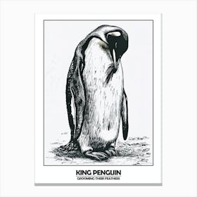 Penguin Grooming Their Feathers Poster 3 Canvas Print