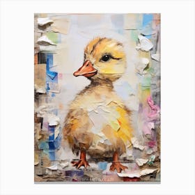 Textured Mixed Media Duckling Collage 1 Canvas Print
