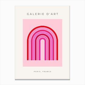 Retro Rainbow Pink And Red Arch Canvas Print